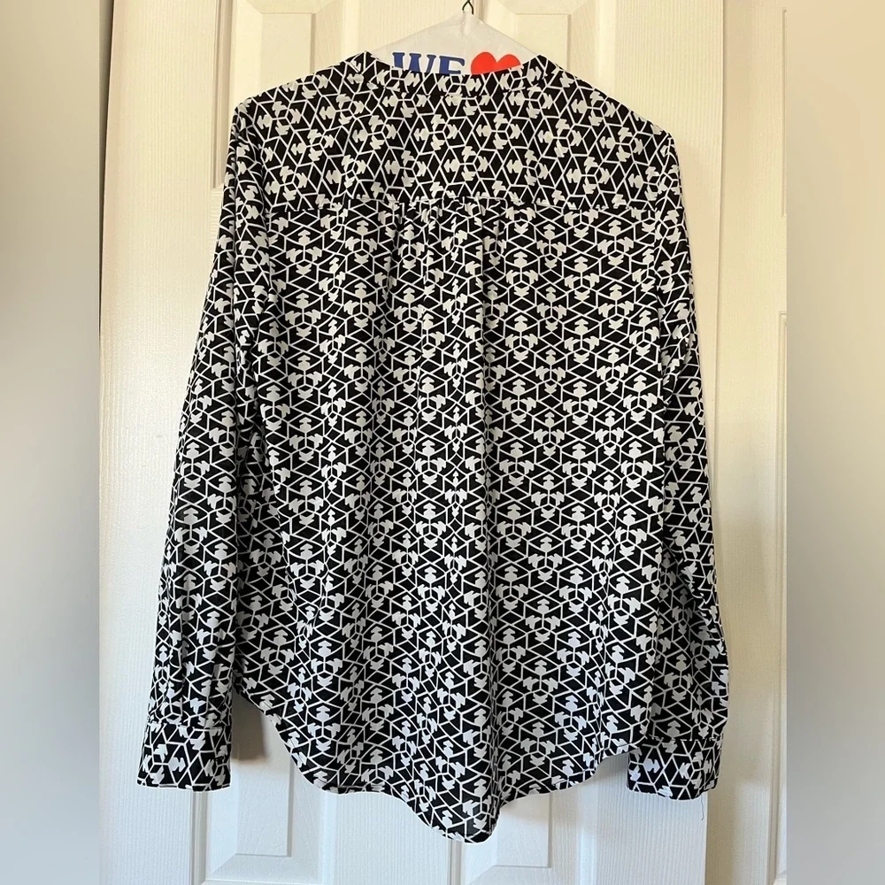 J. Crew size XS black and white sheer 5 button popover blouse